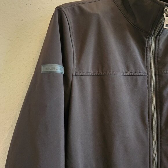 Tommy Hilfiger Softshell Classic Active Black Spellout Logo Collar Jacket Mens S - Picture 4 of 13